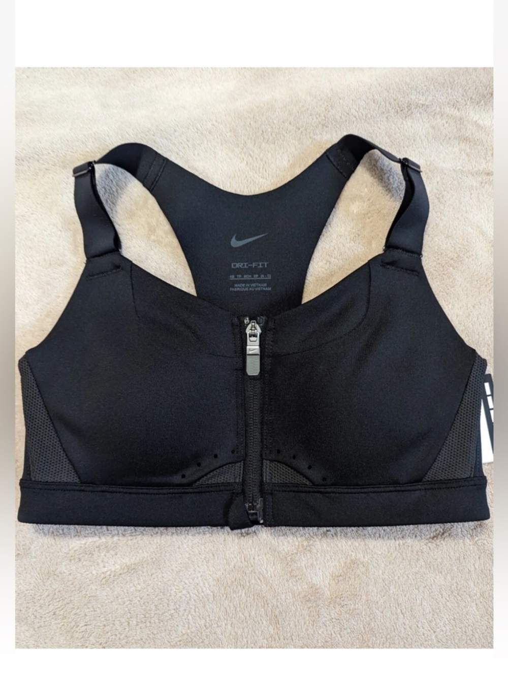 Nike Black Front-Zip High Support Sports Bra - Picture 1 of 8